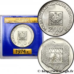 POLONIA 200 Zlotych 30e anniversaire de la fondation de la république populaire 1974 Varsovie