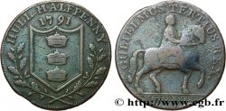 ROYAUME-UNI (TOKENS) 1/2 Penny Hull - Guillaume III à cheval  1791 