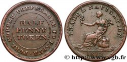BRITISH TOKENS OR JETTONS 1/2 Penny “TRADE & NAVIGATION” 1812 