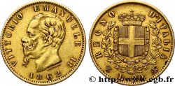 ITALY 20 Lire Victor Emmanuel II 1862 Turin XF 