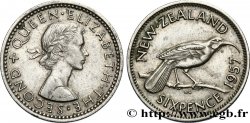 NOUVELLE-ZÉLANDE 6 Pence Elisabeth II 1957 