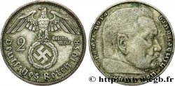 GERMANY 2 Reichsmark Maréchal Paul von Hindenburg 1938 Munich XF 