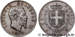 ITALY 5 Lire Victor Emmanuel II 1874 Milan
