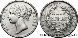 BRITISH INDIA 1/2 Rupee (Roupie) East India Company Victoria 1840 Bombay ou Calcutta
