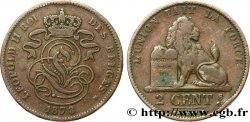 BELGIEN 2 Centimes lion monogramme de Léopold II 1873 