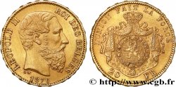 BÉLGICA 20 Francs Léopold II 1876 Bruxelles