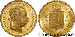 UNGHERIA 20 Francs or ou 8 Forint, 1e type François-Joseph Ier 1872 Kremnitz