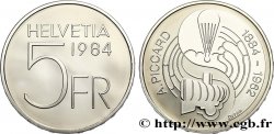 SUISSE 5 Francs Proof 100e anniversaire de la naissance d’Auguste Piccard, physicien et aéronaute 1984 Berne - B