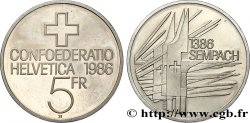 SVIZZERA  5 Francs Proof 500e anniversaire de la bataille de Sempach 1986 Berne - B