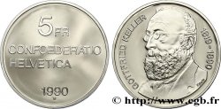 SVIZZERA  5 Francs Proof 100e anniversaire de la mort de Gottfried Keller 1990 Berne