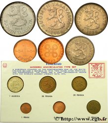 FINLANDIA Série FDC - 6 monnaies 1963-1964 