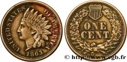 ÉTATS-UNIS D AMÉRIQUE 1 Cent tête d’indien 2e type 1863 Philadelphie