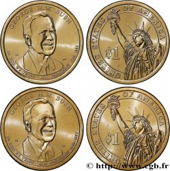 ÉTATS-UNIS D AMÉRIQUE Lot de 2 monnaies de 1 Dollar George H. W. Bush 2020 Philadelphie