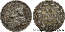 VATICAN ET ÉTATS PONTIFICAUX 20 Baiocchi Pie IX an XIX 1865 Rome