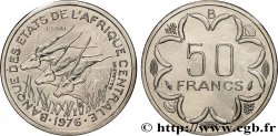 ESTADOS DE ÁFRICA CENTRAL Essai de 50 Francs antilopes lettre ‘B’ République Centrafricaine 1976 Paris