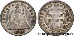 ÉTATS-UNIS D AMÉRIQUE 1/2 Dime (5 Cents) Liberté assise 1858 Philadelphie TB+ 
