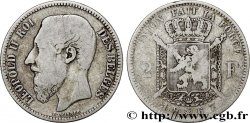 BELGIQUE 2 Francs Léopold II légende française 1867 
