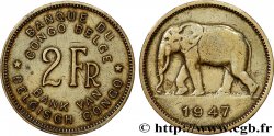 CONGO BELGA 2 Francs éléphant 1947 
