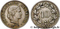 SUIZA 10 Centimes (Rappen) Helvetia 1879 Berne BC+ 