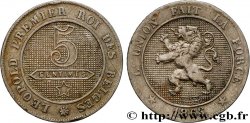 BELGIEN 5 Centimes lion légende Française 1863 
