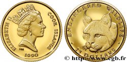 ÎLES COOK  25 Dollar Proof espèces en danger : lynx 1990 Pobjoy Mint FDC 