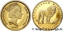 ÎLES COOK  25 Dollar Proof espèces en danger : lion 1992 Pobjoy Mint