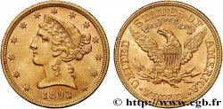 UNITED STATES OF AMERICA 5 Dollars  Liberty  1893 Philadelphie