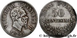 ITALIA 50 Centesimi Victor Emmanuel II 1863 Turin - T
