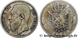 BELGIQUE 2 Francs Léopold II légende française 1867 