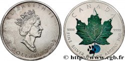 CANADá
 5 Dollars (1 once) feuille d’érable colorisée 2002 