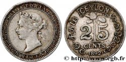 CEYLON 25 Cents Victoria 1892 