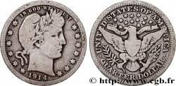 ÉTATS-UNIS D&nbsp;AMÉRIQUE 1/4 Dollar Barber 1914 Philadelphie