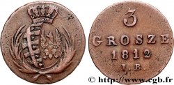 POLOGNE 3 Grosze Grand Duché de Varsovie, armes de Saxe et de Pologne 1812 Varsovie TB+ 