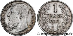 BELGIUM 1 Frank (Franc) Léopold II légende flamande 1909 