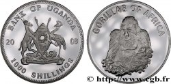 UGANDA 1000 Shillings Proof série Gorilles d’Afrique - gorille mâle assis 2003  ST 