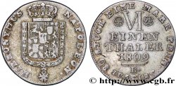 GERMANY - KINGDOM OF WESTPHALIA 1/6 de Thaler 1809 Brunswick XF 