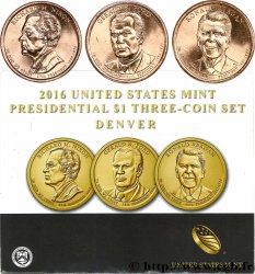 UNITED STATES OF AMERICA PRESIDENTIAL SET - 1 Dollar - 3 monnaies 2016 Denver MS 