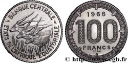 ÉTATS DE L&nbsp;AFRIQUE ÉQUATORIALE Essai de 100 Francs antilopes 1966 Paris