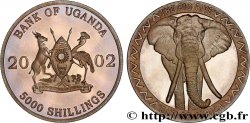 UGANDA 5000 Shillings Proof Éléphant 2002 
