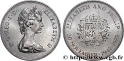 ROYAUME-UNI 25 New Pence (1 Crown) 25e anniversaire de mariage d’Elisabeth II 1972 