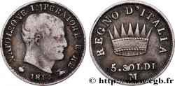 ITALIA - REGNO D ITALIA - NAPOLEONE I 5 soldi Napoléon Empereur et Roi d’Italie 1814 Milan
