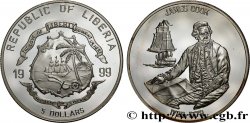 LIBERIA 5 Dollars Proof James Cook 1999 