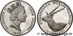 COOK INSELN 50 Dollars Proof Antilope 1990 