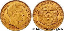 KOLUMBIEN 2 1/2 Pesos Simon Bolivar 1919 Bogota