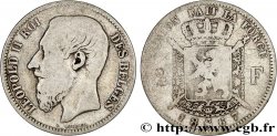 BELGIQUE 2 Francs Léopold II légende française 1867 