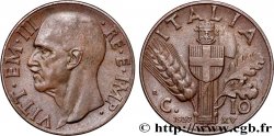 ITALIA 10 Centesimi Victor Emmanuel III 1937 Rome - R