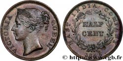 MALAYSIA - STRAITS SETTLEMENTS Half (1/2) Cent Victoria variété avec WW sur le buste 1845 