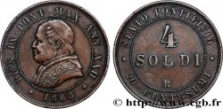 ITALIA - STATO PONTIFICIO - PIE IX (Giovanni Maria Mastai Ferretti) 4 Soldi (20 Centesimi) an XXII 1868 Rome