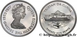 TRISTAN DA CUNHA 25 Pence Proof 25e anniversaire du couronnement d’Elizabeth II 1977 