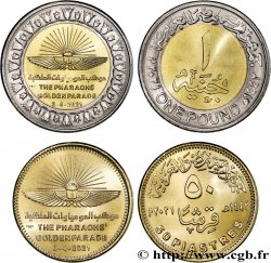 EGYPT Lot 50 piastres et 1 Pound Parade dorée des Pharaons 2021 